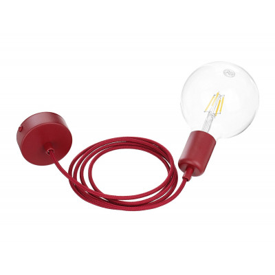 Burgundy pendant lamp loft metal line, single hanging on a cable Kolorowe Kable