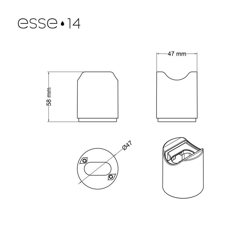 Esse14 wall or ceiling lamp holder with S14d fitting - Waterproof IP44 PLS14DPWM Creative-Cables