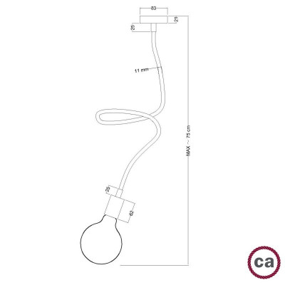 Creative Flex 60 cm wall and ceiling lamp APMFLRAS60RASRM04 Creative-Cables