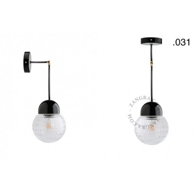 Hanging / wall lamp black porcelain light.036.025.b.glass031 E27 Zangra