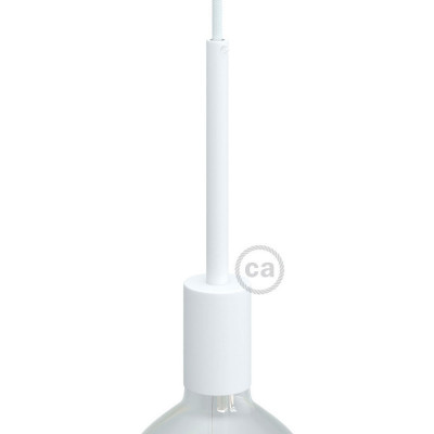 Cylindrical metal E27 lamp holder kit with 15 cm cable clamp Finish: Matt White KBM4011VBOTERM5 Creative-Cables