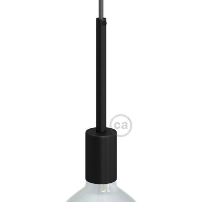 Cylindrical metal E27 lamp holder kit with 15 cm cable clamp Finish: Matt White KBM4011VNTERM5 Creative-Cables