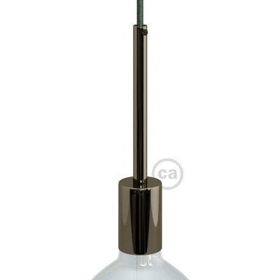 Cylindrical metal E27 lamp holder kit with 15 cm cable clamp KBM4011BRTERM5  Creative-Cables