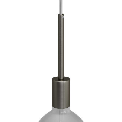 Cylindrical metal E27 lamp holder kit with 15 cm cable clamp, chrome KBM4011TISTERM5  Creative-Cables