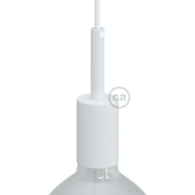 Cylindrical metal E27 lamp holder kit with 7cm cable clamp, Matt White KBM4011VBOTERM4 Creative-Cables