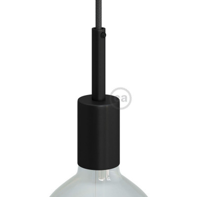 Cylindrical metal E27 lamp holder kit with 7cm cable clamp, black KBM4011VNTERM4 Creative-Cables