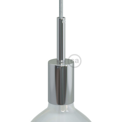 Cylindrical metal E27 lamp holder kit with 7cm cable clamp, chrome KBM4011CRTERM4 Creative-Cables