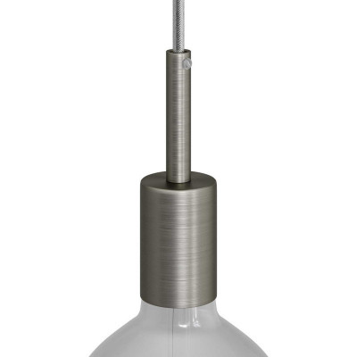Cylindrical metal E27 lamp holder kit with 7cm cable clamp, Brushed titanium KBM4011TISTERM4 Creative-Cables