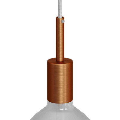 Cylindrical metal E27 lamp holder kit with 7cm cable clamp, Brushed copperKBM4011RASTERM4 Creative-Cables