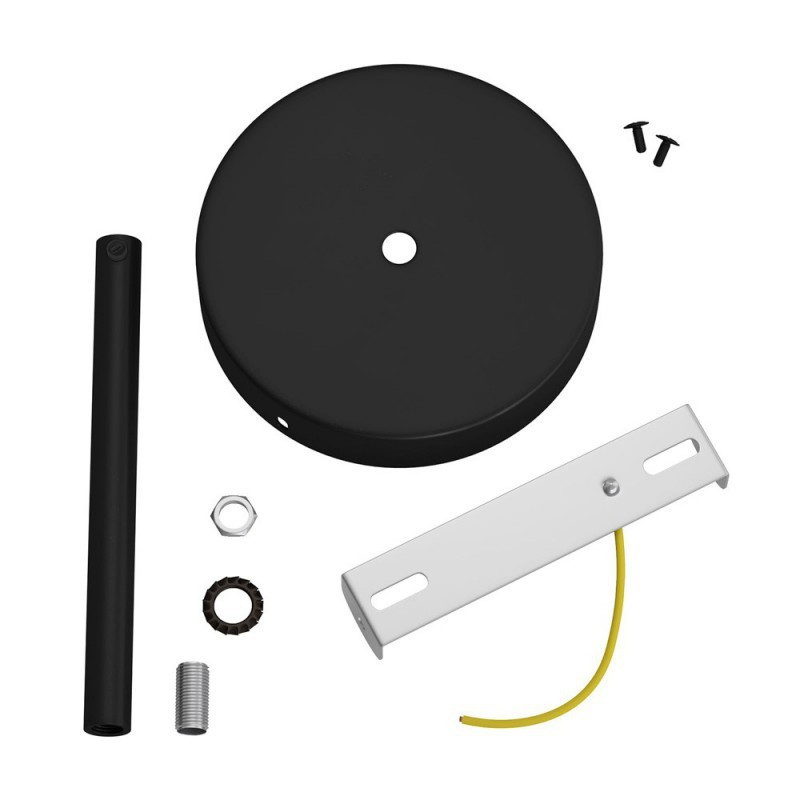 Metalowa czarna maskownica sufitowa jednootworowa 15cm z zaciskiem kablowym KRM57FCVNTERM5 Creative-Cables