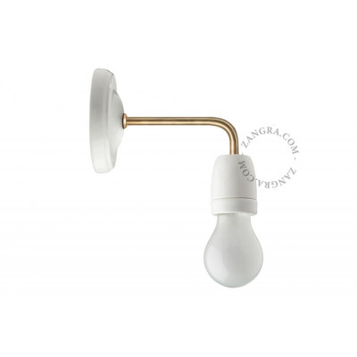 Porcelain wall lamp white, gold E27 Zangra