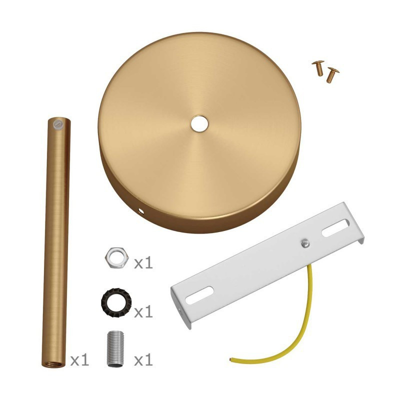 Cylindrical metal ceiling rose kit with 15 cm cable clamp KRM57FCOTSTERM5 Creative-Cables