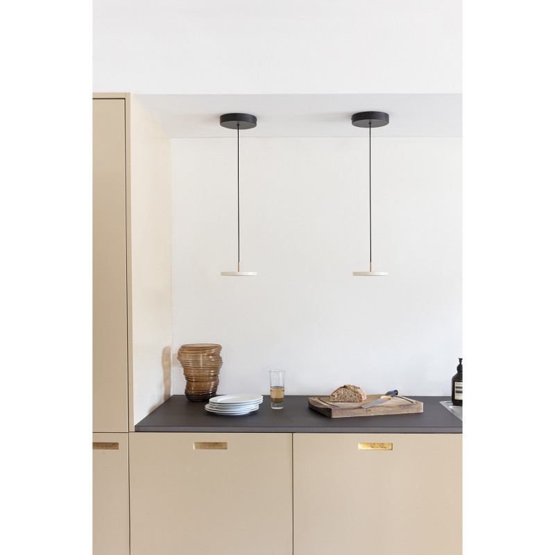 Lampa wisząca Asteria micro perłowy biały, mosiądz Umage