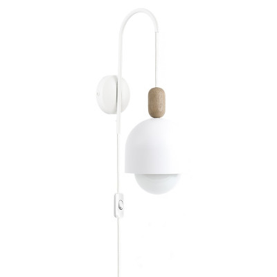 Wall lamp Loft Ovoi white structural with a plug and switch KOLOROWE KABLE