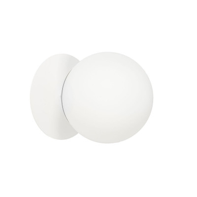 White wall lamp PLAAT C white sconce with disk and glass shade UMMO