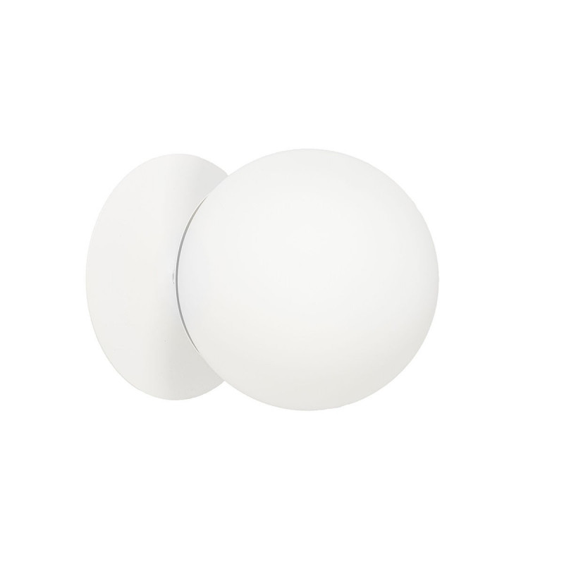 White wall lamp PLAAT C white sconce with disk and glass shade UMMO