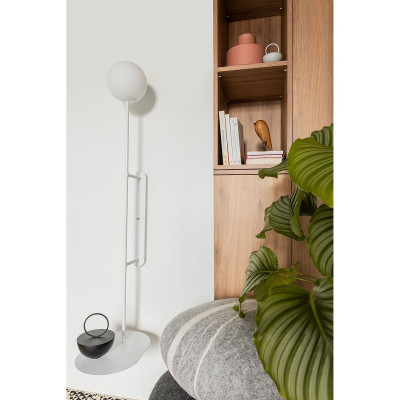 Wall lamp sconce with a shelf TABLO white frame and white glass lampshade UMMO