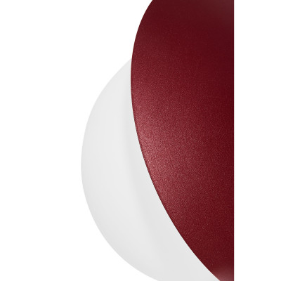 Lampa sufitowa plafon KUUL C burgundowe mocowanie i biała szklana kula UMMO