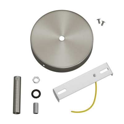 Cylindrical metal ceiling rose kit with 7 cm cable clamp brushed titanium Creative-Cables