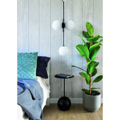 The triple ceiling pendant lamp Furiko B black round frame and white glass lampshades UMMO