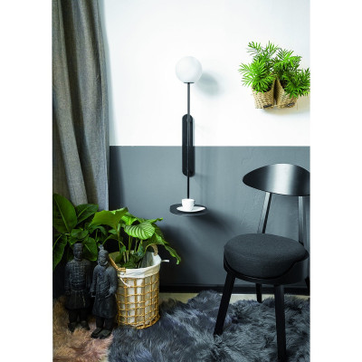 Lampa ścienna kinkiet TABLO czarny stelaż i biały szklany klosz UMMO