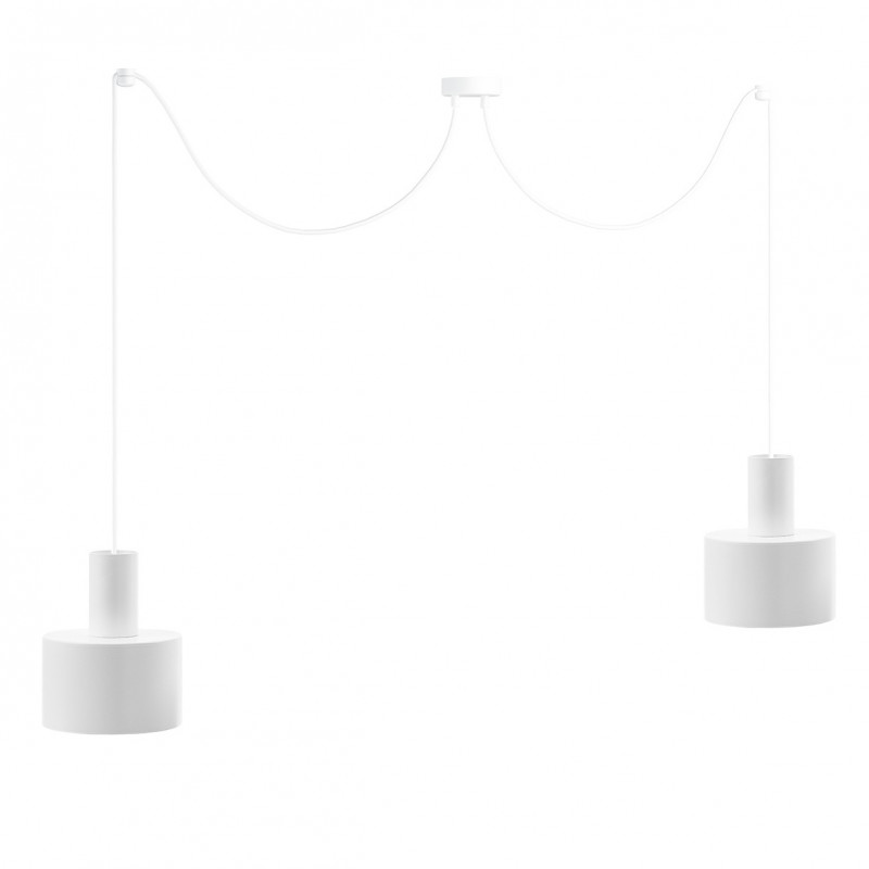 Double ceiling white hanging lamp with adjustable length ENKEL 2 UMMO
