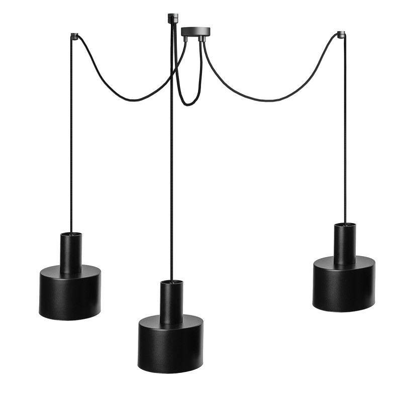 Triple ceiling black pendant lamp with adjustable length ENKEL 3 UMMO