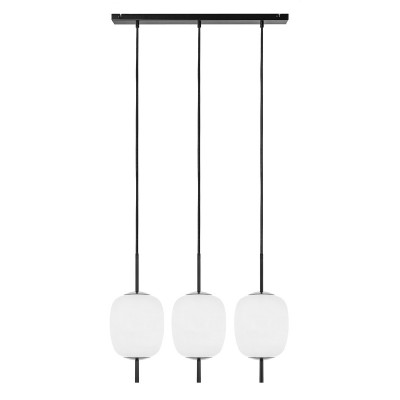 Triple ceiling hanging lamp EPLI mini 3L with a black strip and small white UMMO lampshades
