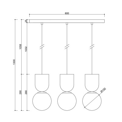 Triple ceiling lamp LUOTI 3L black on a strip UMMO