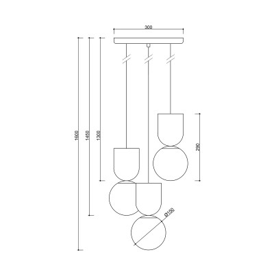 Triple ceiling lamp LUOTI 3P black UMMO