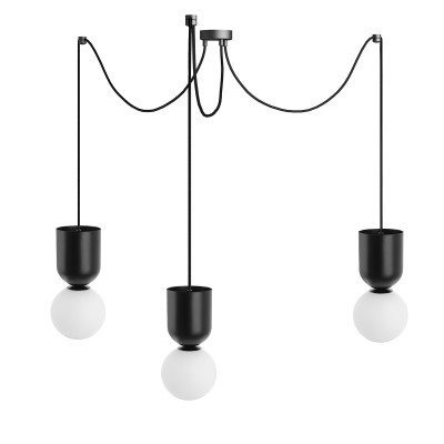 Triple ceiling black pendant lamp with adjustable length LUOTI 3 UMMO