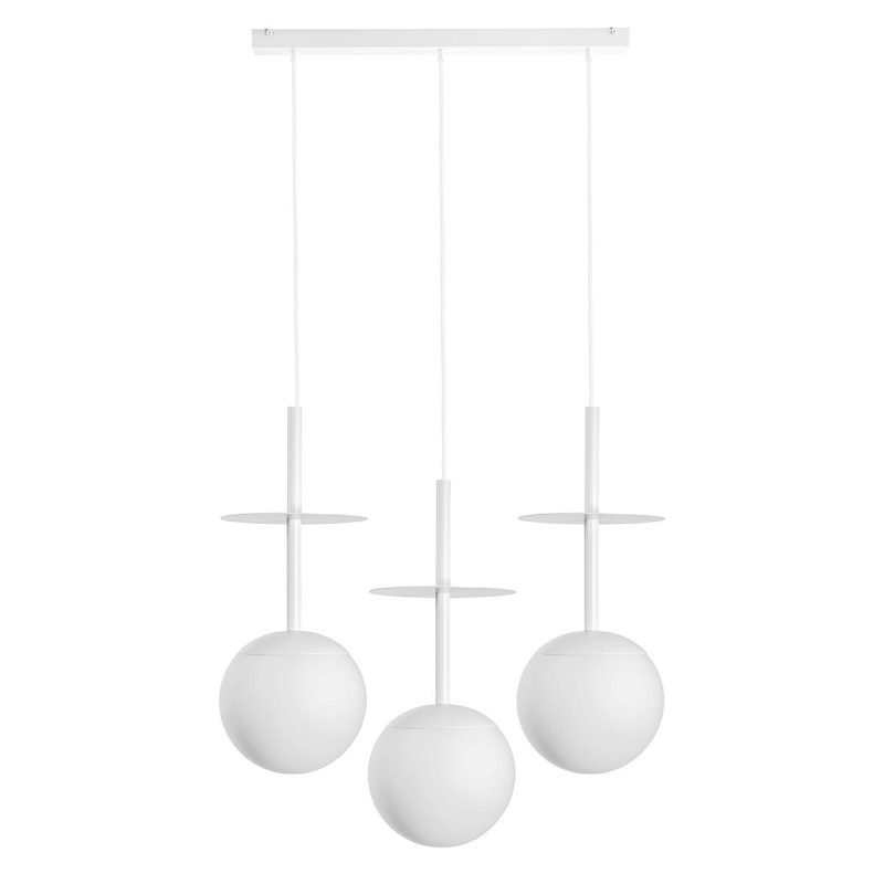 Triple ceiling hanging lamp PLAAT A 3L white lamp with a disk UMMO