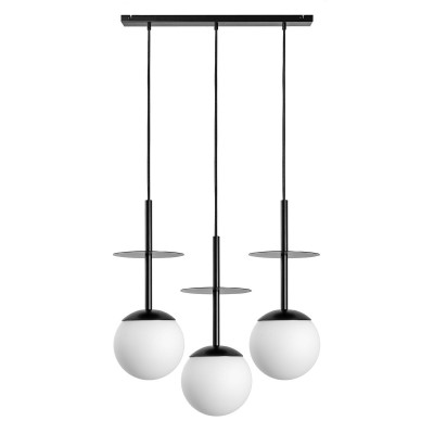Triple ceiling hanging lamp PLAAT A 3L black lamp with a disk UMMO