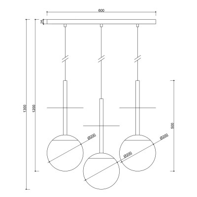 Triple ceiling hanging lamp PLAAT A 3L black lamp with a disk and a brass UMMO tube