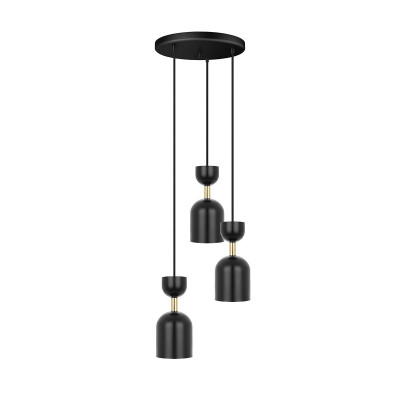 Triple ceiling lamp SUPURU 3P black with a brass tube UMMO