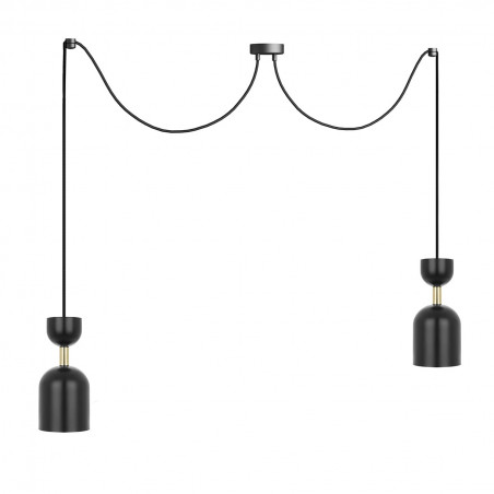 Double ceiling black pendant lamp with adjustable length SUPURU 2 with a brass tube UMMO