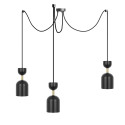 Triple ceiling black hanging lamp with adjustable length SUPURU 3 with a brass UMMO tube