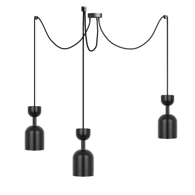 Triple ceiling black hanging lamp with adjustable length SUPURU 3 UMMO