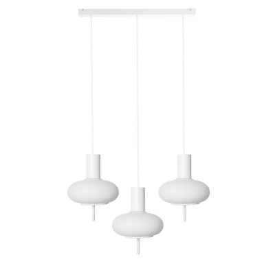 Triple ceiling hanging lamp on the TORNI A 3L strip, white Ummo