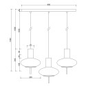 Triple ceiling hanging lamp on the TORNI A 3L strip, white Ummo