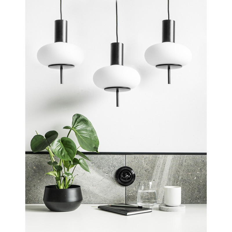 Triple ceiling hanging lamp on the strip TORNI A 3L black Ummo