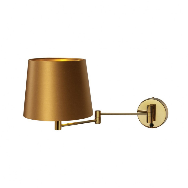Wall lamp MOVE with a golden lampshade on a golden KASPA arm
