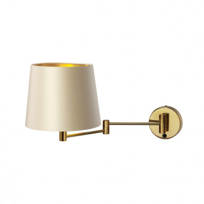 Wall lamp MOVE with a champagne lampshade on a golden arm KASPA