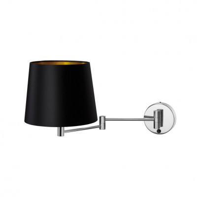 Wall lamp MOVE with a black lampshade on a chrome arm KASPA