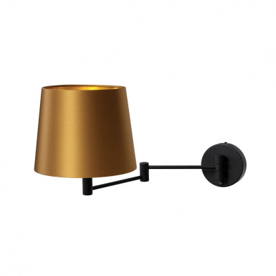 MOVE wall lamp with a golden lampshade on a black arm KASPA