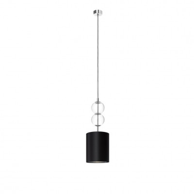 Hanging lamp ZOE S with a black lampshade on a chrome suspension KASPA