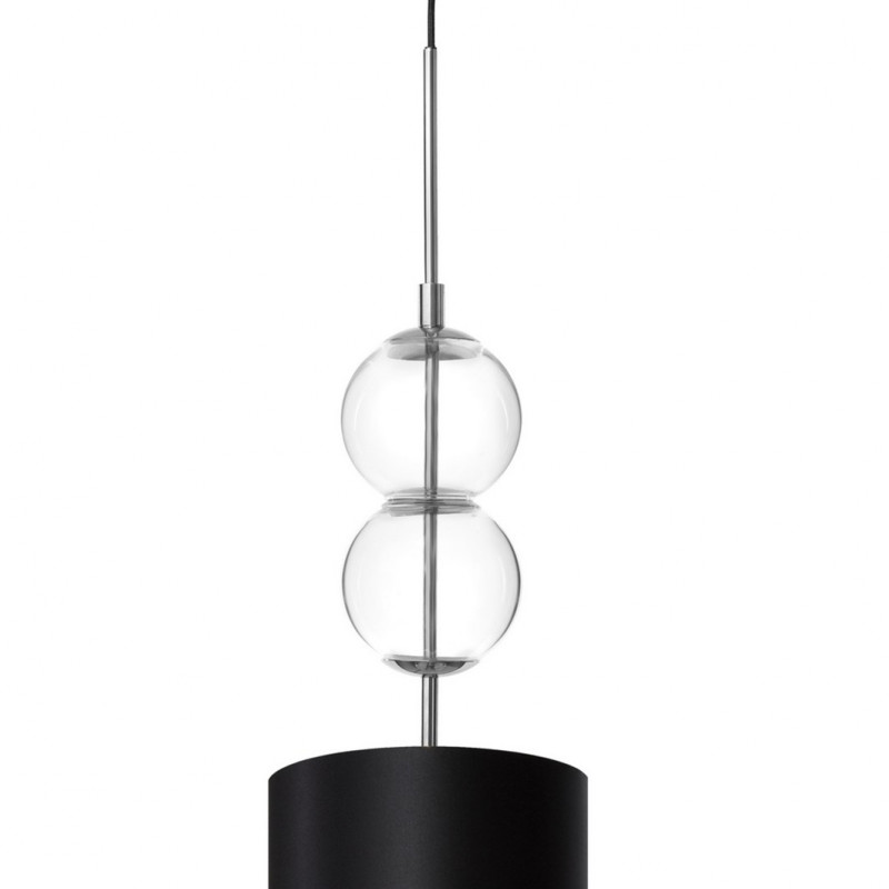 Lampa wisząca ZOE S z czarnym abażurem na chromowanym zawieszeniu KASPA