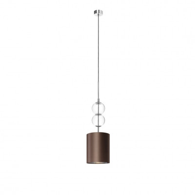 Hanging lamp ZOE S with a brown lampshade on a chrome suspension KASPA