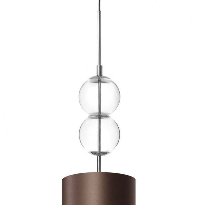 Lampa wisząca ZOE S z brązowym abażurem na chromowanym zawieszeniu KASPA