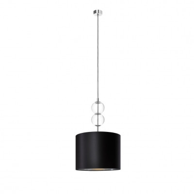 Hanging lamp ZOE M with a black lampshade on a chrome suspension KASPA